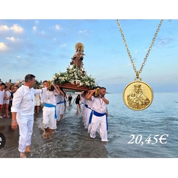 Collar virgen del Carmen y cadena de acero - Imagen 1