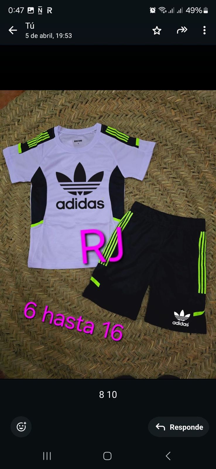 Conjunto Adidas flúor para niños - Imagen 1