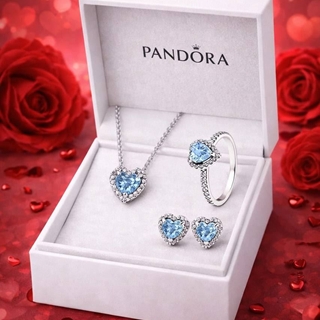 Conjunto  anillo, pulsera y collar Pandora corazón - Imagen 1