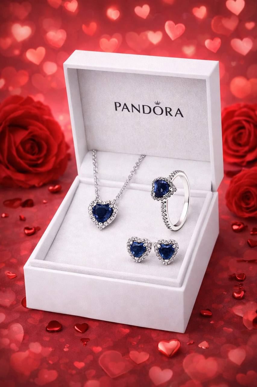 Conjunto  anillo, pulsera y collar Pandora corazón - Imagen 2