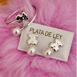 Conjunto anillo y pendientes Tous con perla - Imagen 1