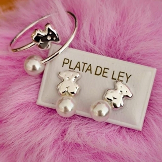 Conjunto anillo y pendientes Tous con perla - Imagen 1