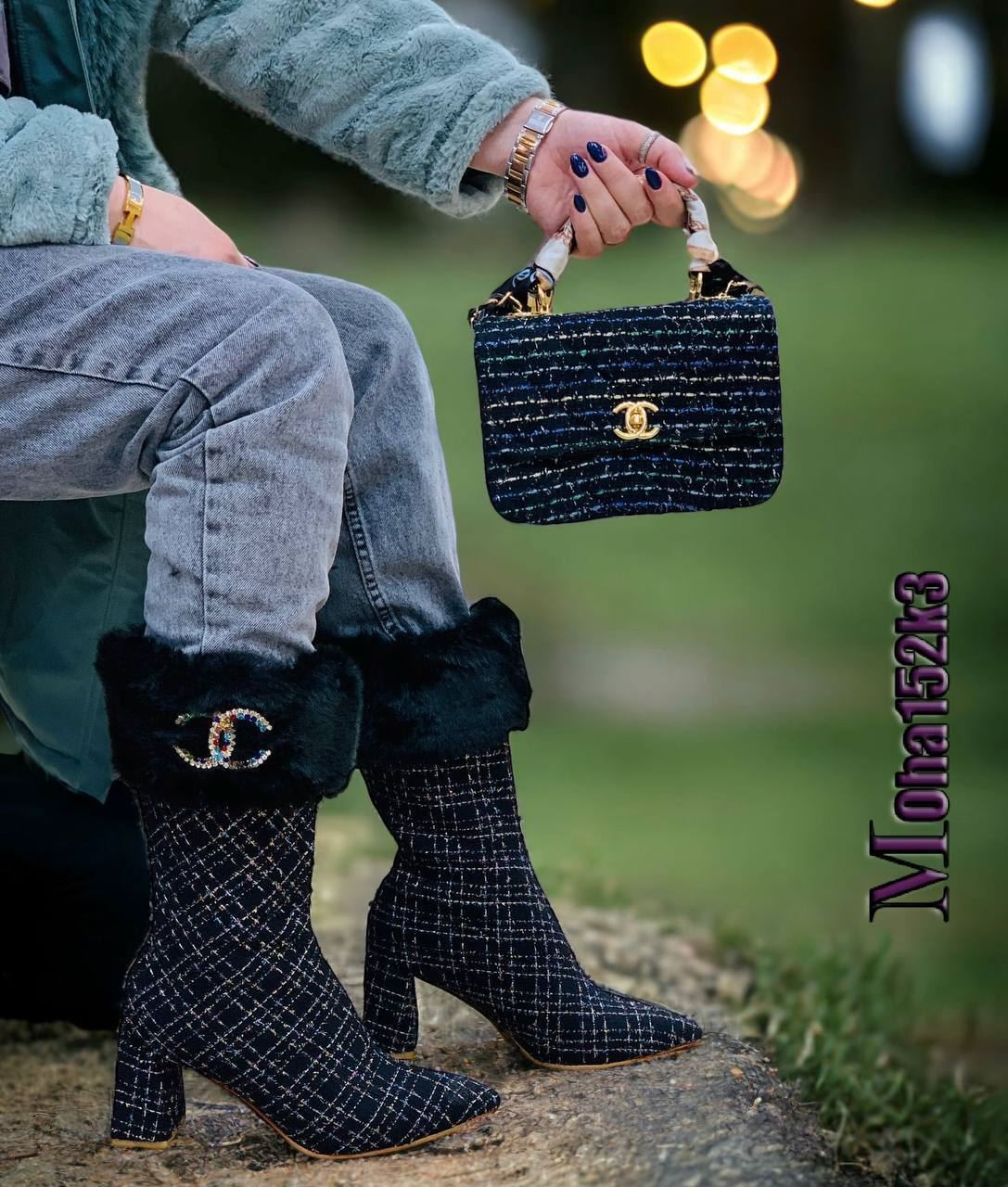 Conjunto Botas de tacón y bolso Chanel - Imagen 2