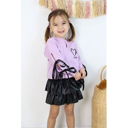 Conjunto camiseta y falda de polipiel - Imagen 2