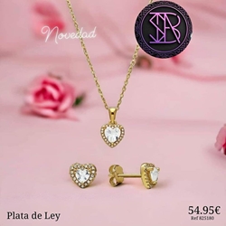 conjunto colgante y pendientes corazón plata de primera ley - Imagen 1
