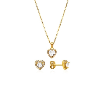 conjunto colgante y pendientes corazón plata de primera ley - Imagen 2