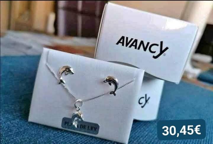 Conjunto colgante y pendientes delfines plata de ley - Imagen 1