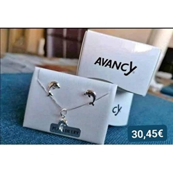 Conjunto colgante y pendientes delfines plata de ley - Imagen 1