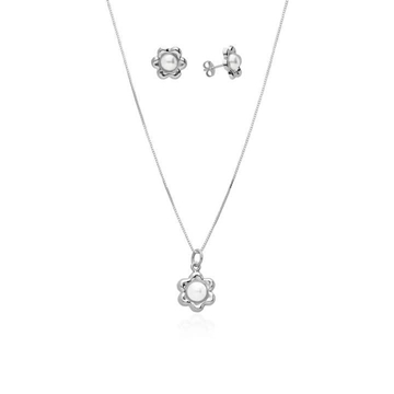 Conjunto colgante y pendientes flor - Imagen 1