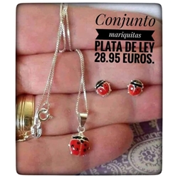 Conjunto colgante y pendientes mariquitas - Imagen 1
