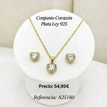 Conjunto collar y pendientes corazón - Imagen 1