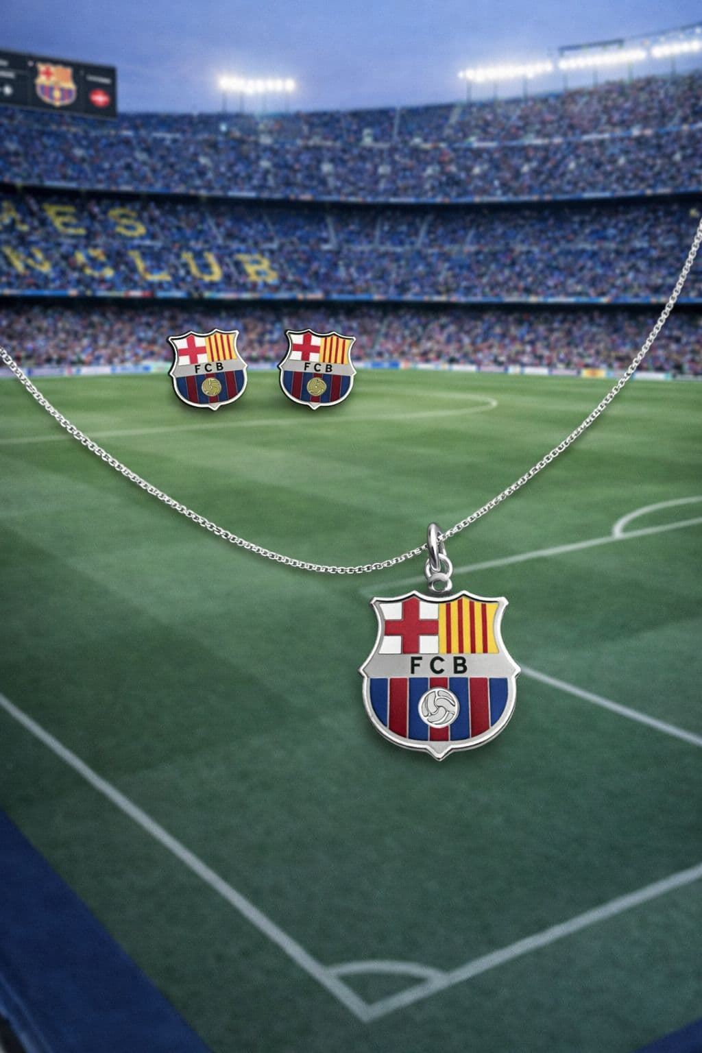 Conjunto collar y pendientes FC Barcelona fútbol - Imagen 1
