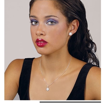 Conjunto collar y pendientes margaritas y perlas plata de ley - Imagen 2