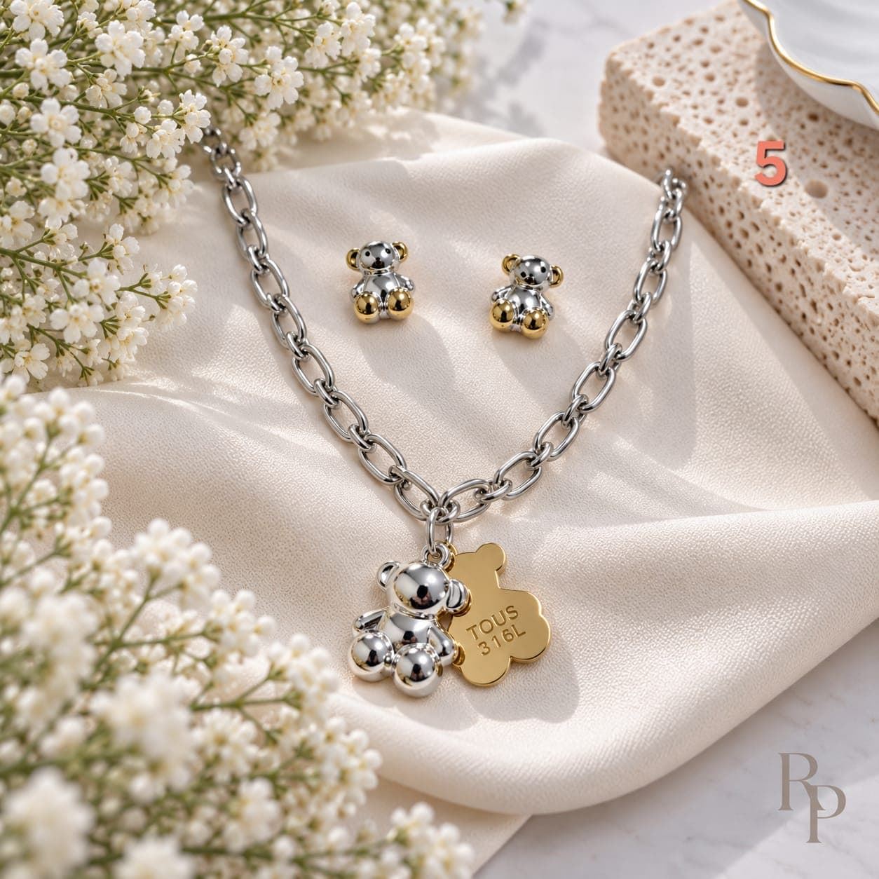 Conjunto collar y pendientes Tous  acero - Imagen 1
