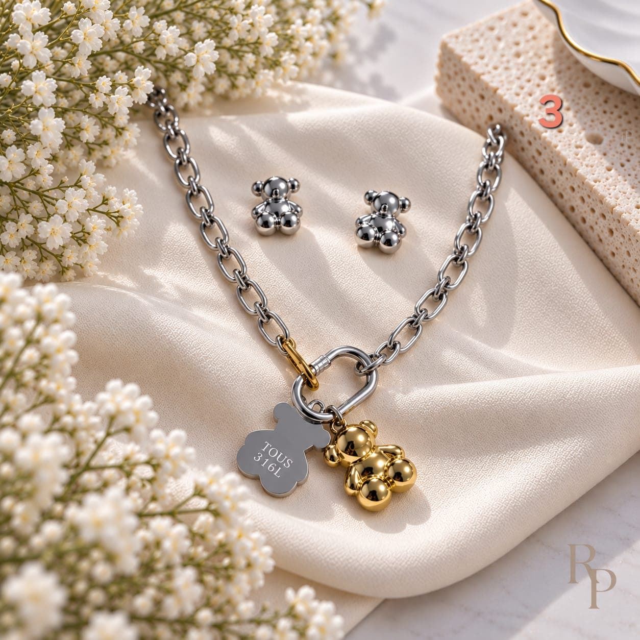 Conjunto collar y pendientes Tous  acero - Imagen 4