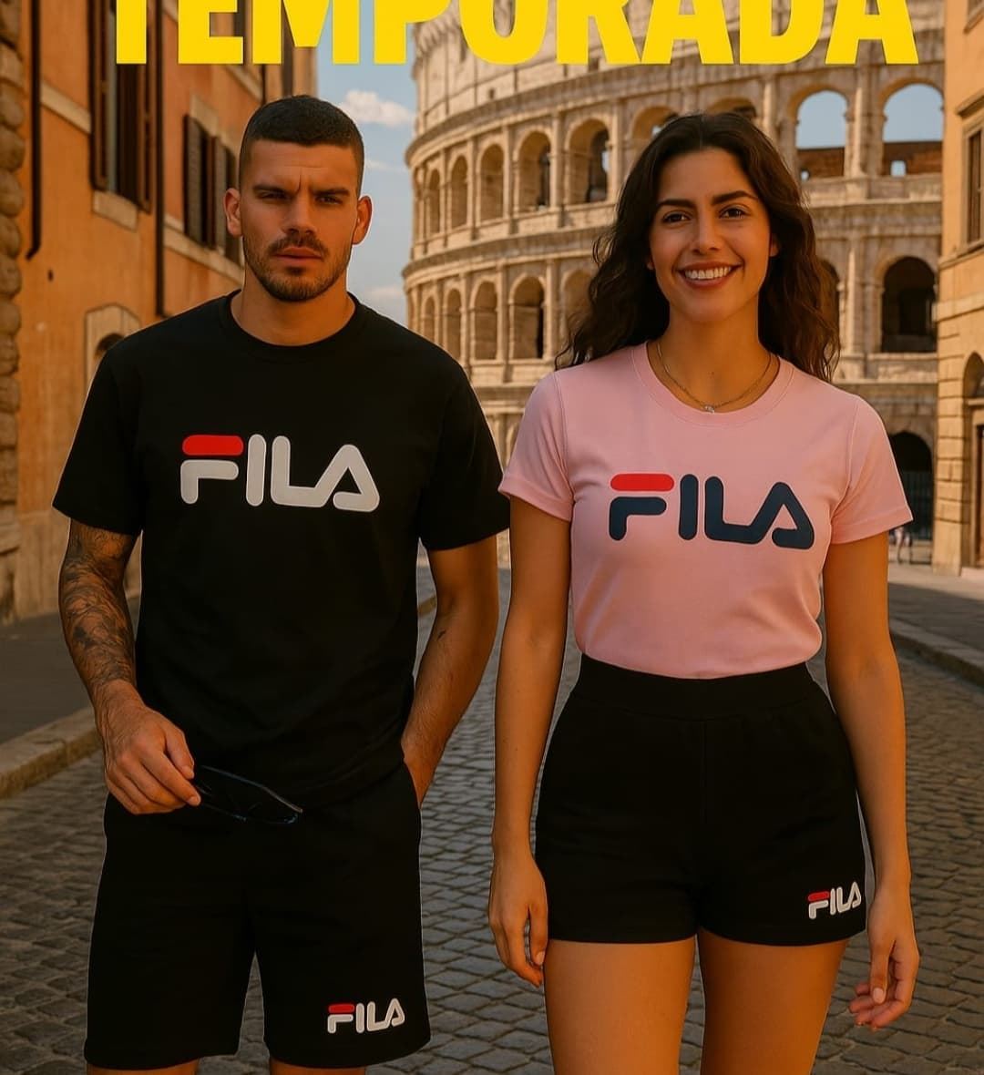 Conjunto  de camiseta y pantalón corto Fila de hombre y mujer - Imagen 1