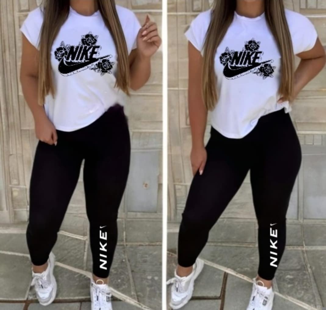 Conjunto de mujer camiseta y leggins Nike rosas - Imagen 1