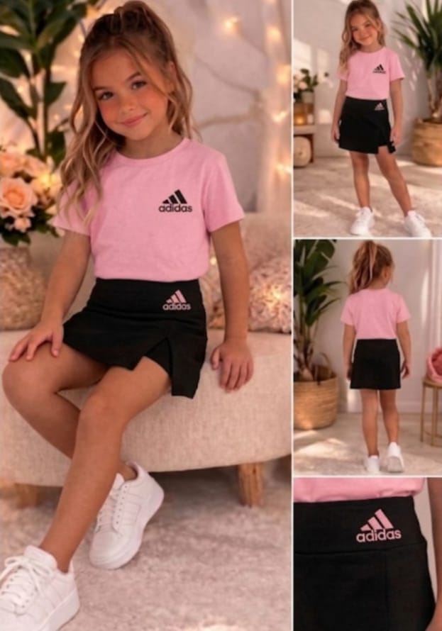 Conjunto de niña de camiseta y falda pantalón Adidas - Imagen 1