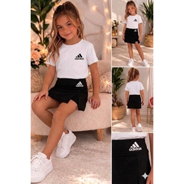 Conjunto de niña de camiseta y falda pantalón Adidas - Imagen 2