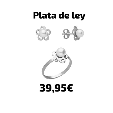 Conjunto de pendientes y anillo para comunión niña - Imagen 1