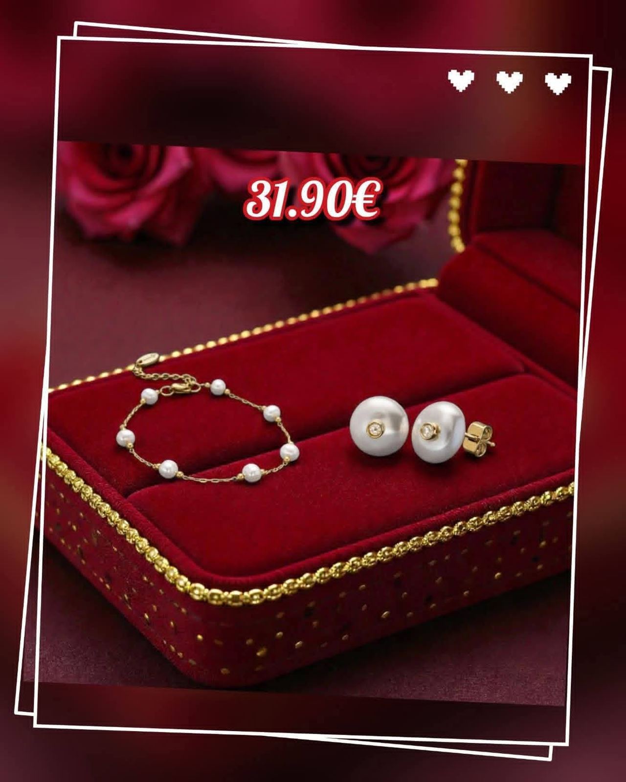Conjunto  de pulsera de perlas y pendientes a juego - Imagen 1
