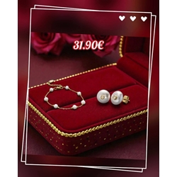Conjunto  de pulsera de perlas y pendientes a juego - Imagen 1