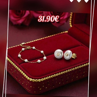 Conjunto de pulsera de perlas y pendientes a juego - Imagen 1
