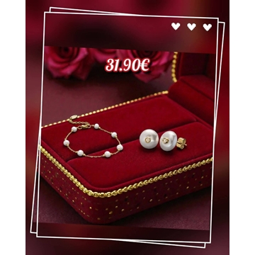 Conjunto  de pulsera de perlas y pendientes a juego - Imagen 1