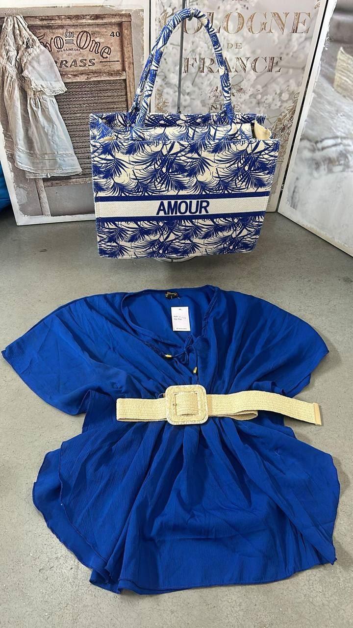Conjunto de vestido de playa y bolso - Imagen 2