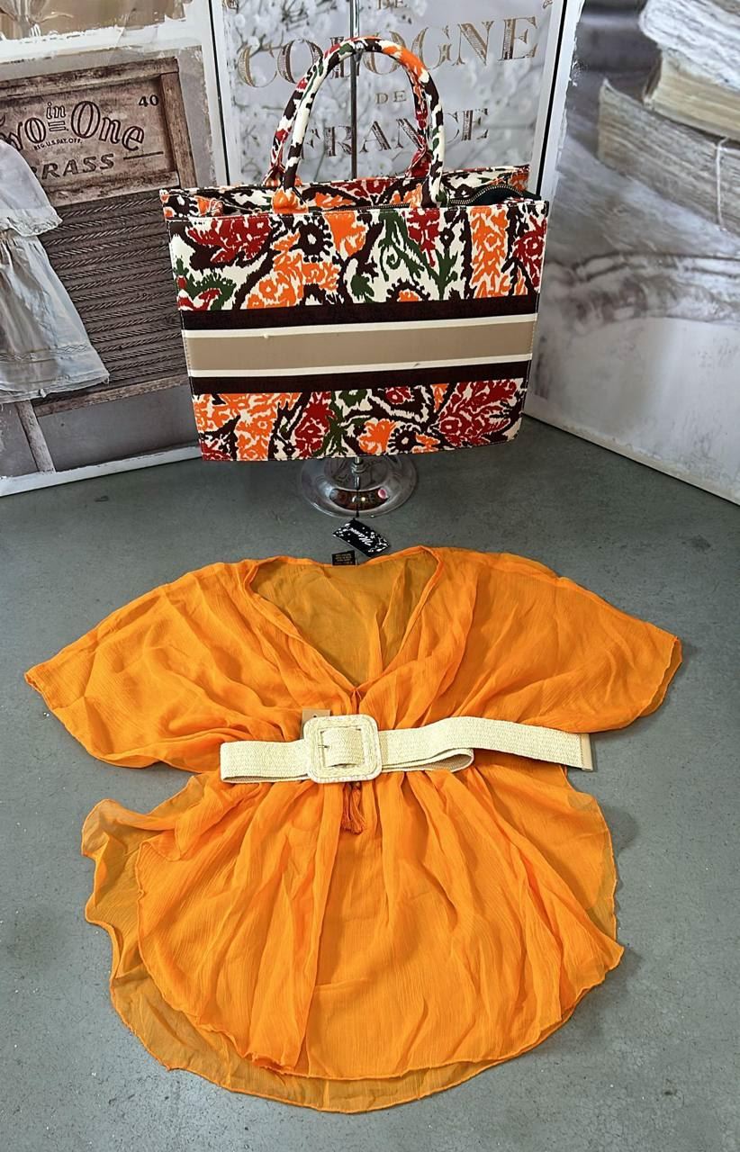 Conjunto de vestido de playa y bolso - Imagen 4