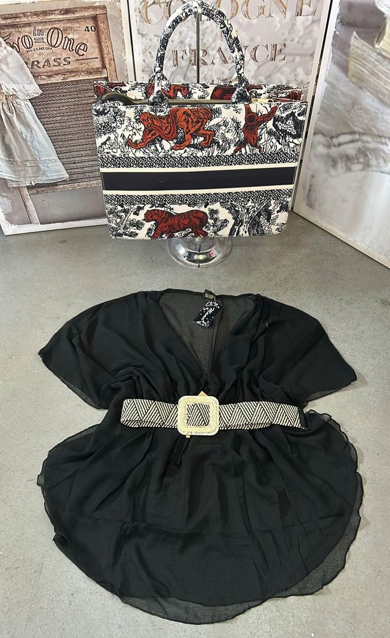 Conjunto de vestido de playa y bolso - Imagen 5