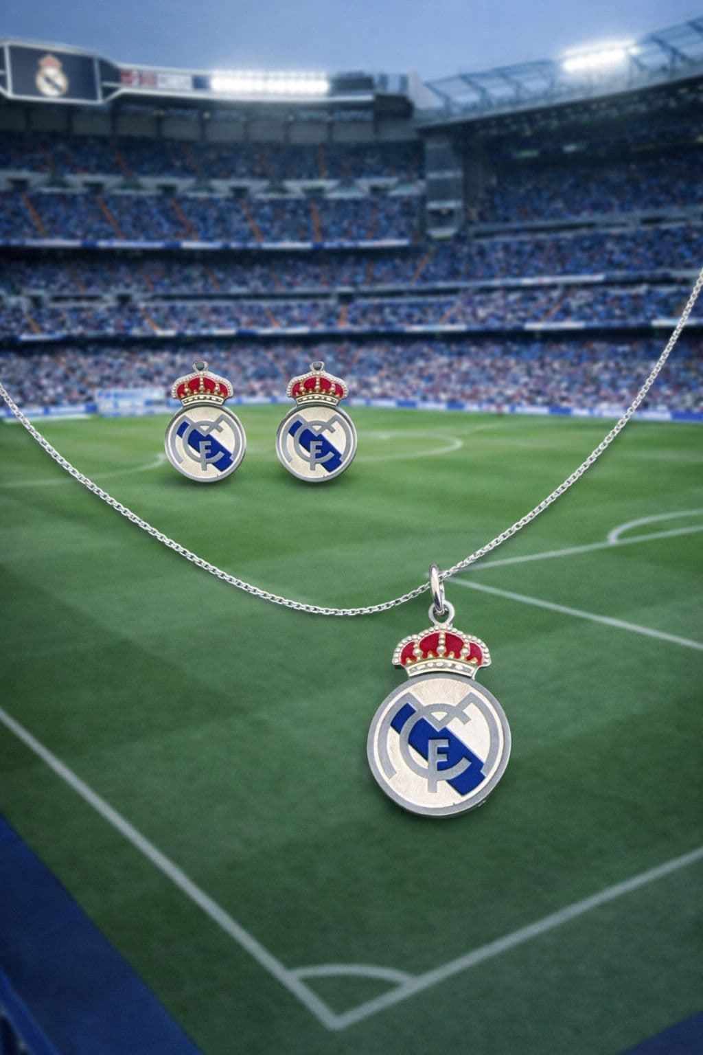 Conjunto fútbol pendientes y collar Real Madrid - Imagen 1