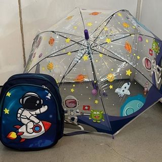 Conjunto mochila escolar y paraguas astronauta - Imagen 1