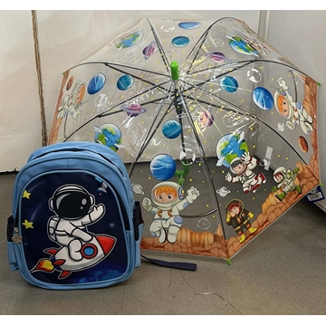 Conjunto mochila escolar y paraguas astronauta - Imagen 2