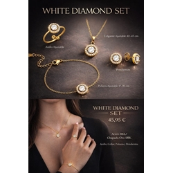 Conjunto pendientes anillo pulsera diamont acero - Imagen 1