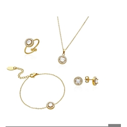 Conjunto pendientes anillo pulsera diamont acero - Imagen 2