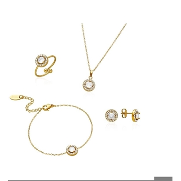 Conjunto pendientes anillo pulsera diamont acero - Imagen 2