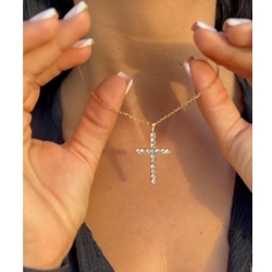 Conjunto pendientes princesa y collar cruz con circonitas - Imagen 2