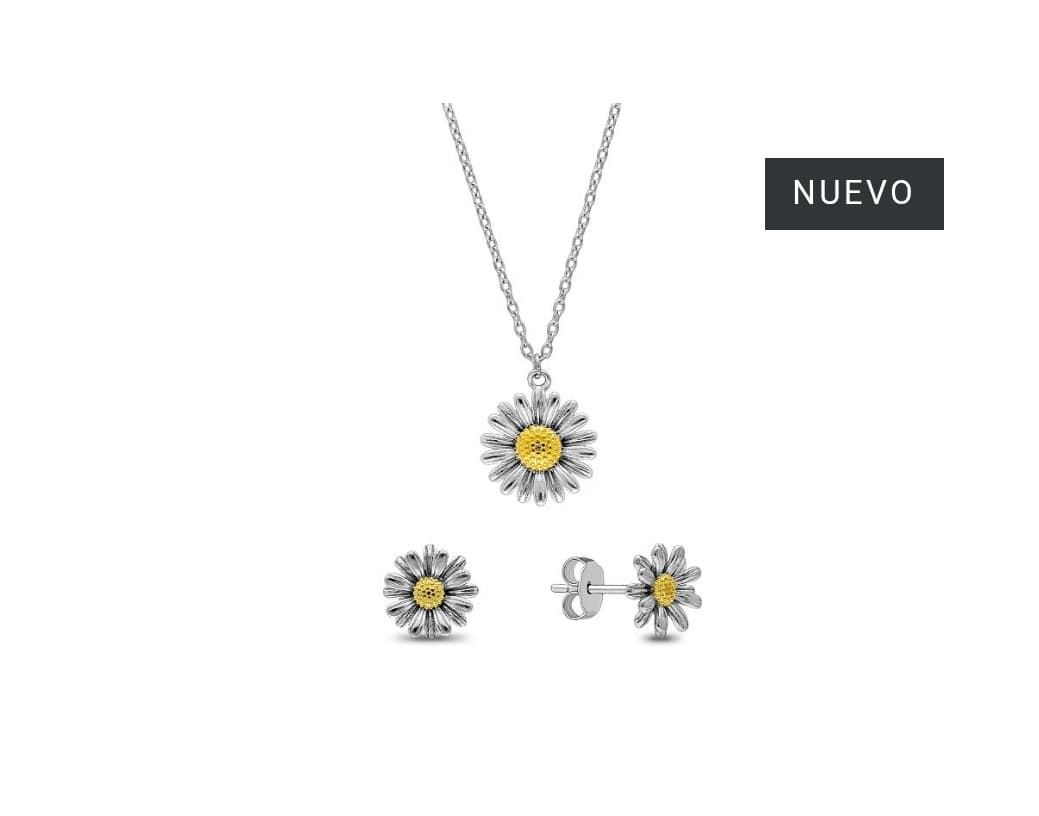 Conjunto  pendientes y colgante margaritas bicolor - Imagen 1