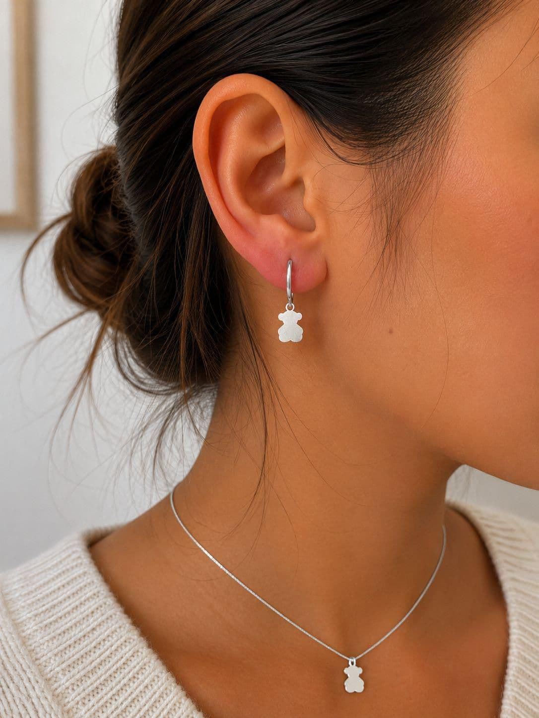 Conjunto pendientes y collar Tous silueta plata de ley - Imagen 2