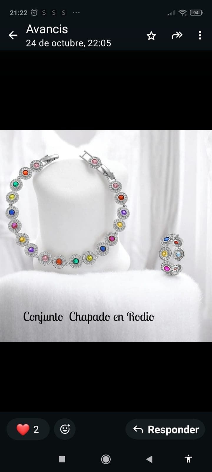 Conjunto pulsera y anillo Rodio - Imagen 1