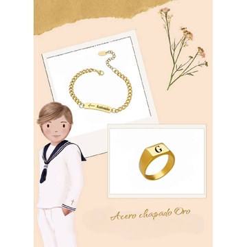 Conjunto pulsera y Anillo sello  comunion - Imagen 1
