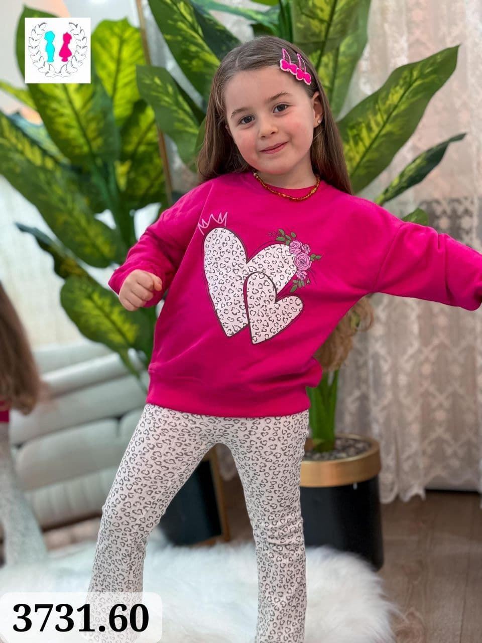 Conjunto sudadera corazón y leggins a juego - Imagen 1