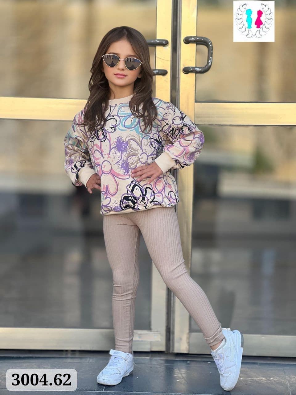 Conjunto sudadera y leggins flores - Imagen 2