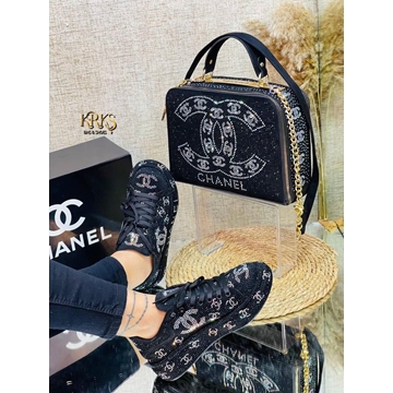 Conjunto  zapatillas y bolso Chanel brillante - Imagen 1