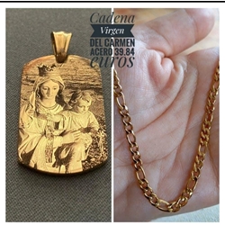 Fotograbado virgen del Carmen y cadena a juego - Imagen 1