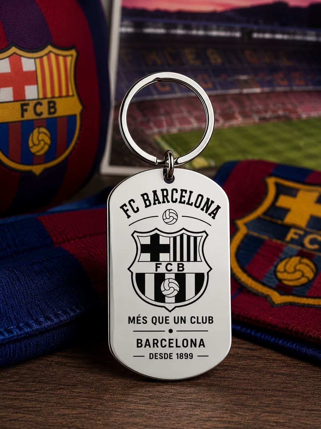 Llavero con escudo de fútbol Barcelona o Madrid - Imagen 1