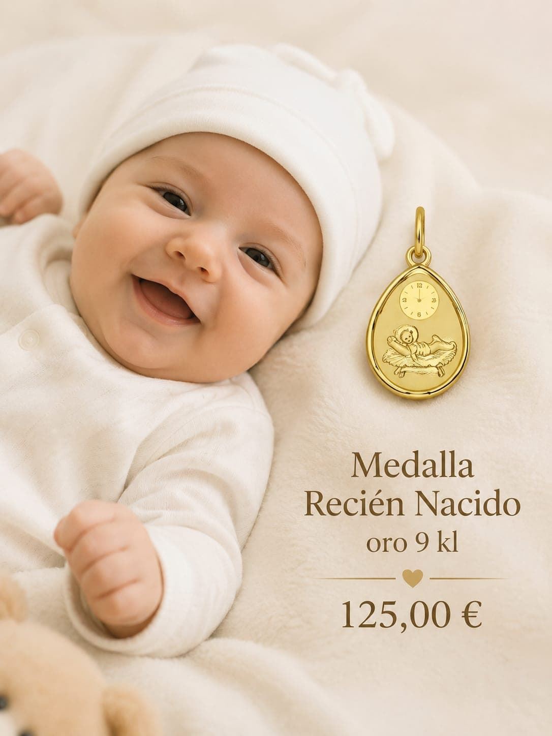 Medalla Niño jesús oro recién nacido - Imagen 1