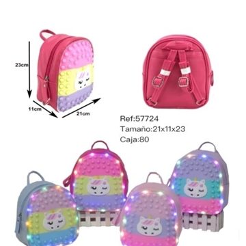 Mochila escolar unicornio con luces pop it - Imagen 1