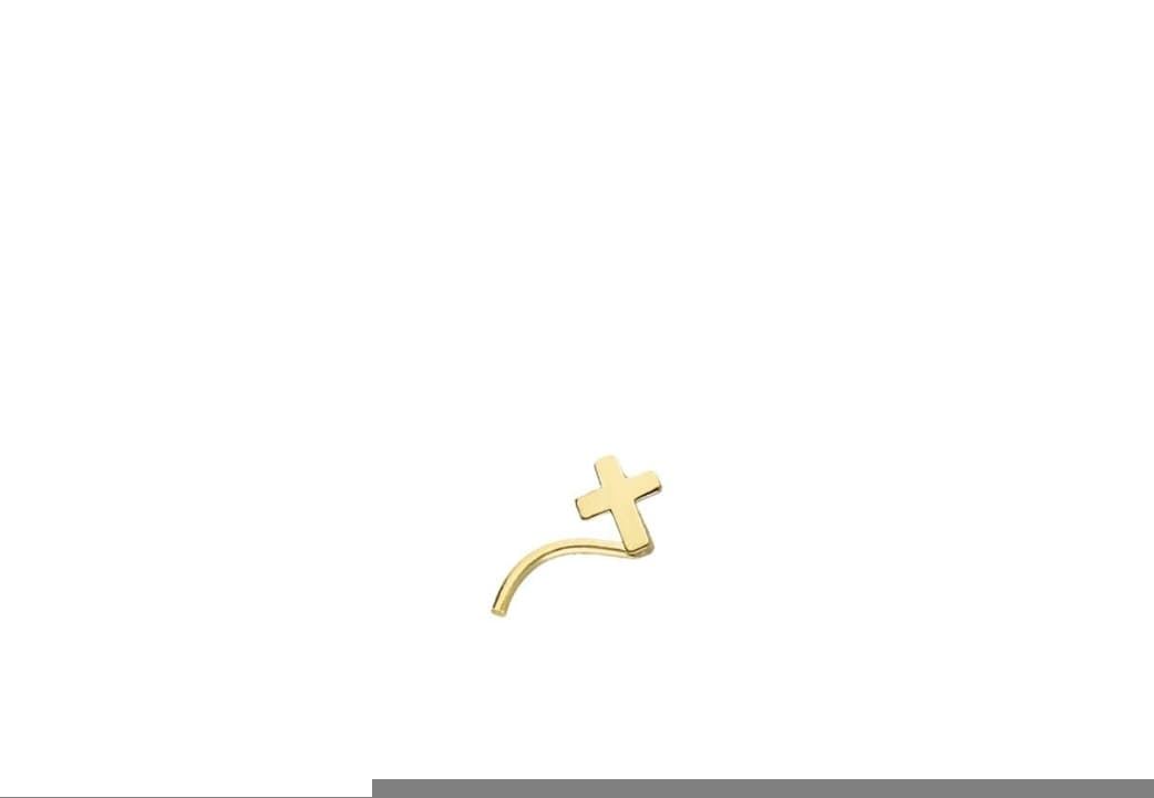 Pendiente piercing nariz cruz oro 18 kilates - Imagen 1